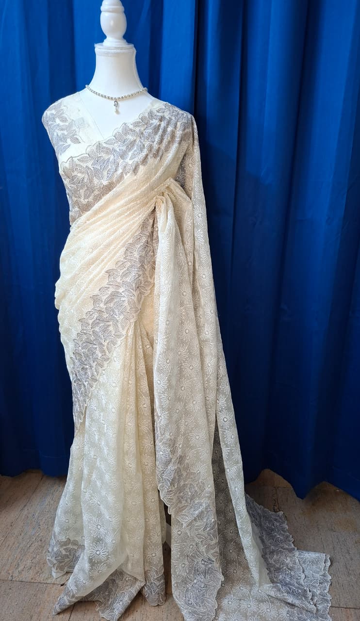 Phulkari NetKota Embroidery Saree