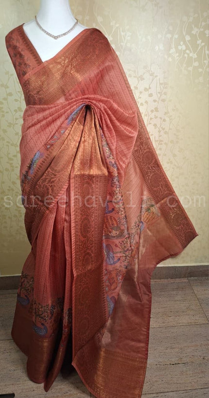 Rust Regal Chanderi - Saree Haveli Default Title