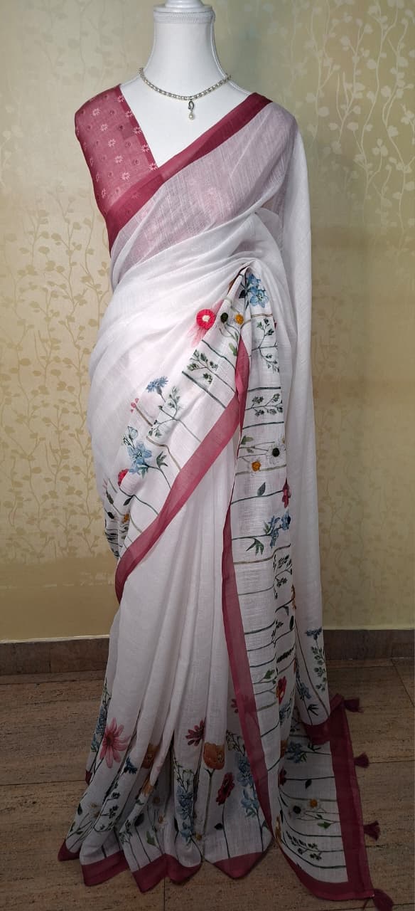 Blush Edge Linen - Saree Haveli Default Title