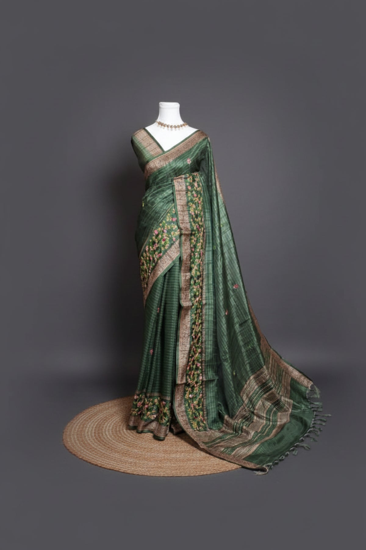 Emerald Garden Tussar Silk