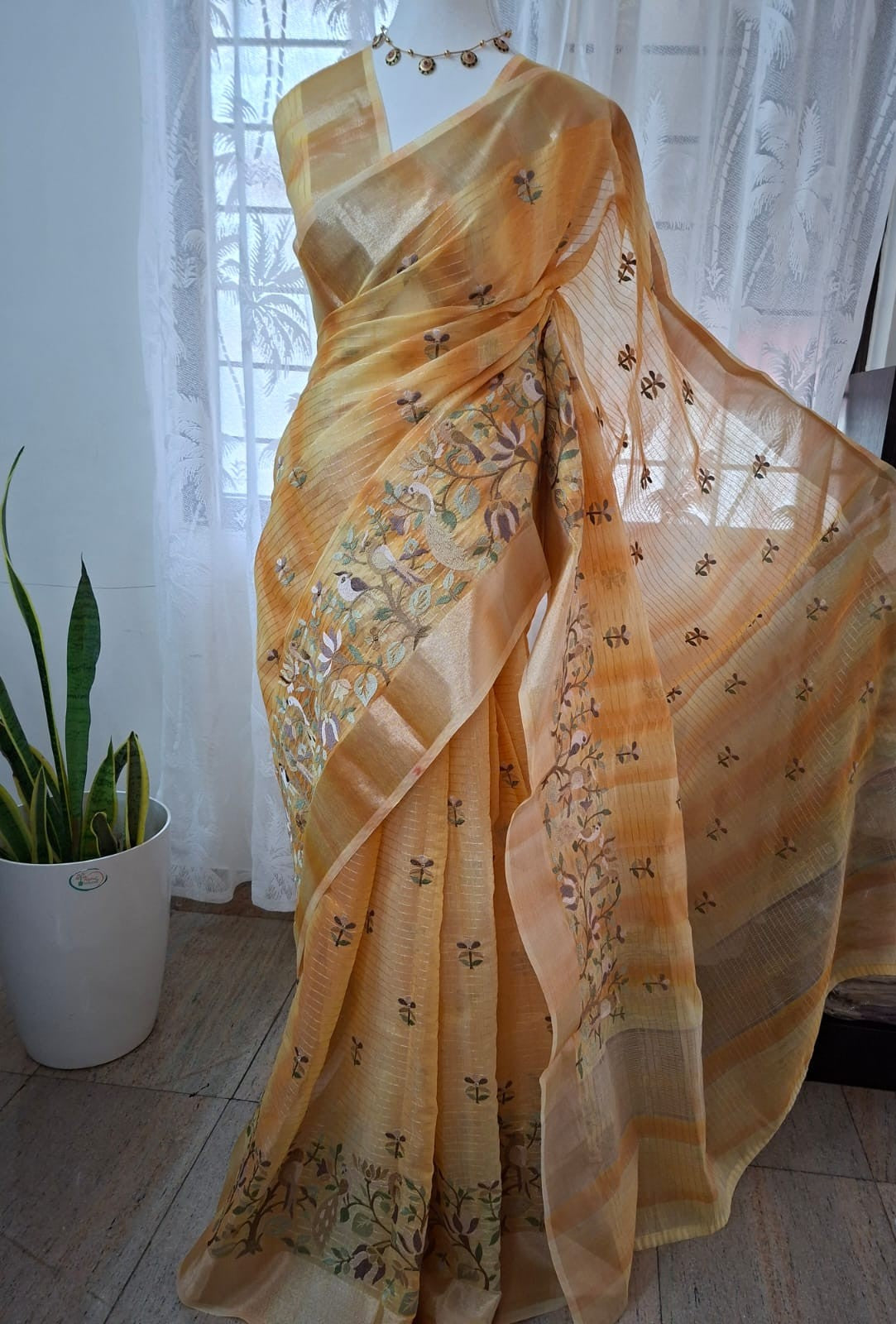 Kora Embroidered Saree