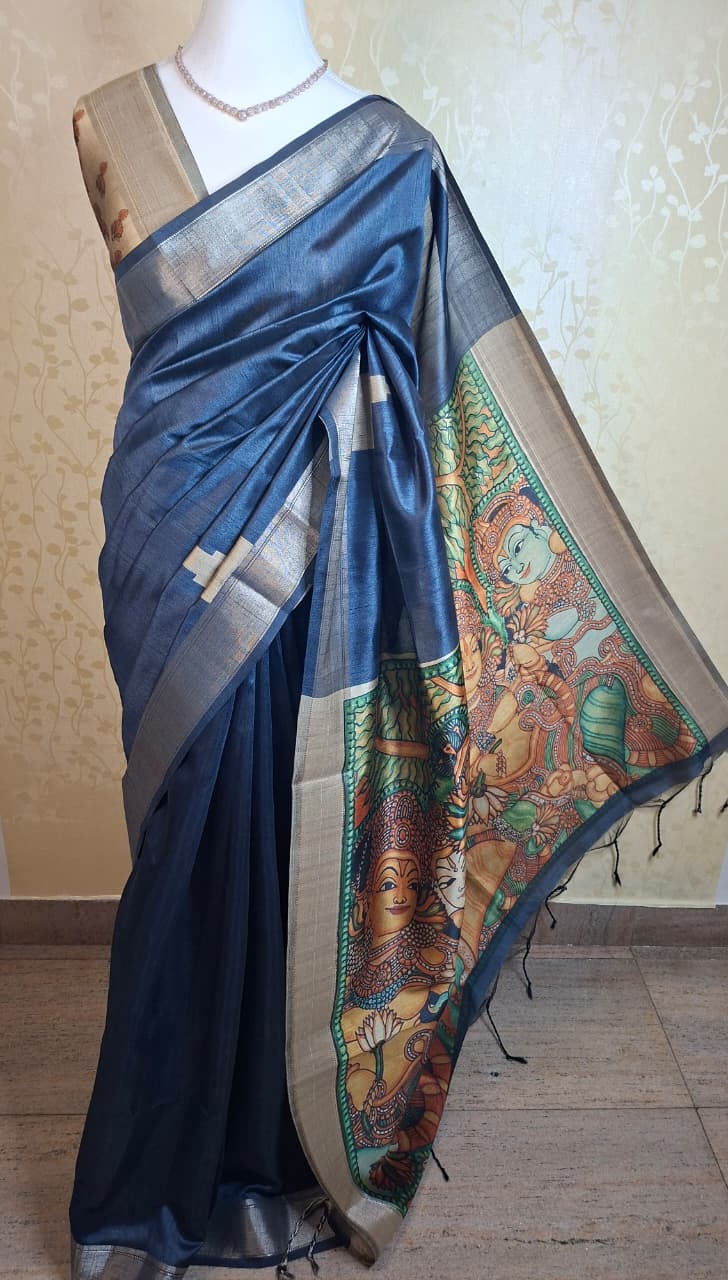 Mural Grace Tussar Saree - Saree Haveli Default Title