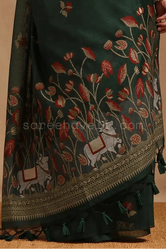 Forest Pichwai Muga Cotton - Saree Haveli Default Title