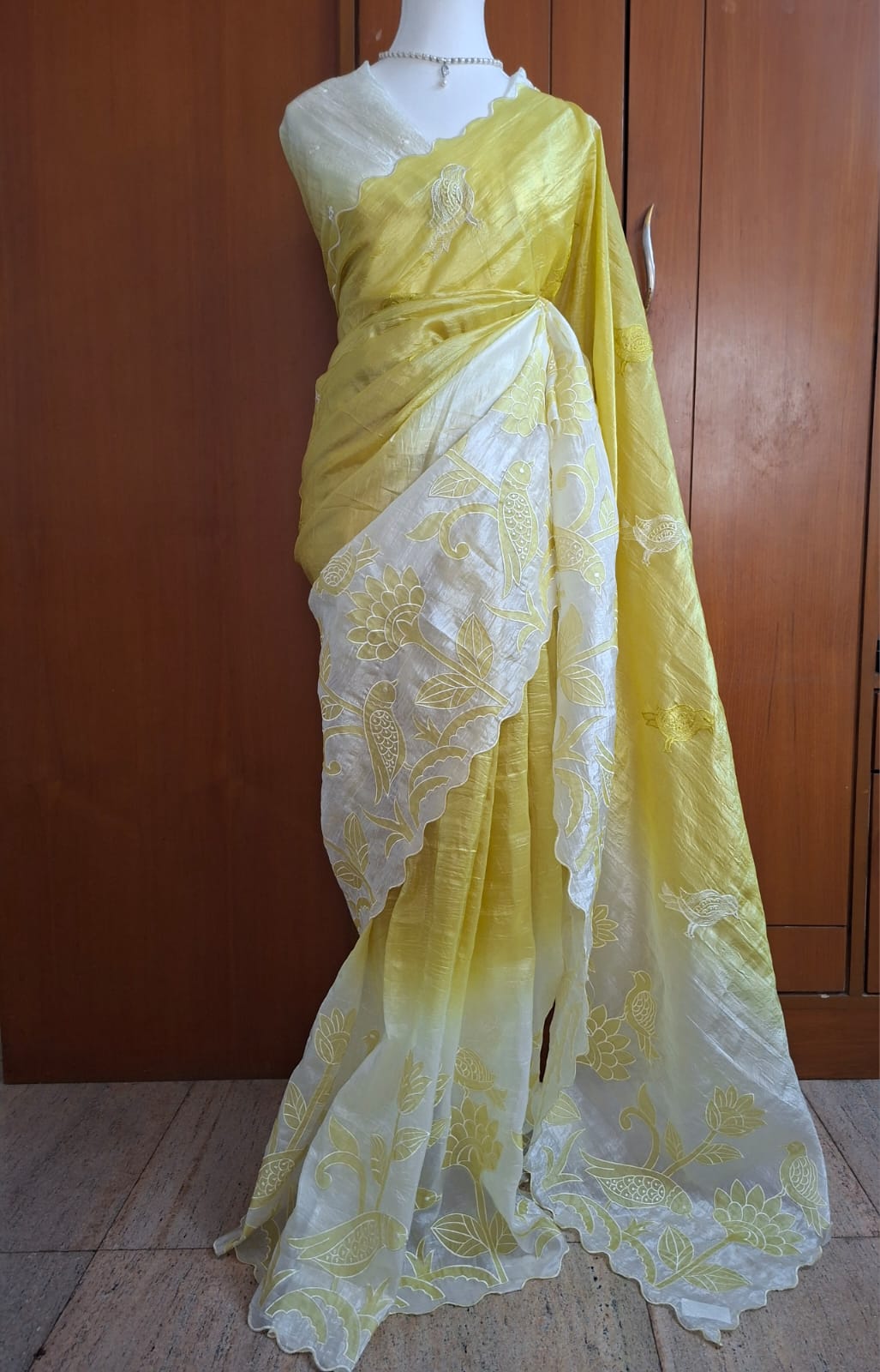 Organza Applique Work Dual Tone Saree