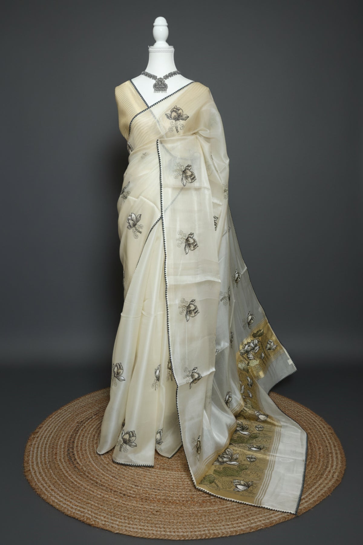 Lotus Bloom Chanderi Organza Saree