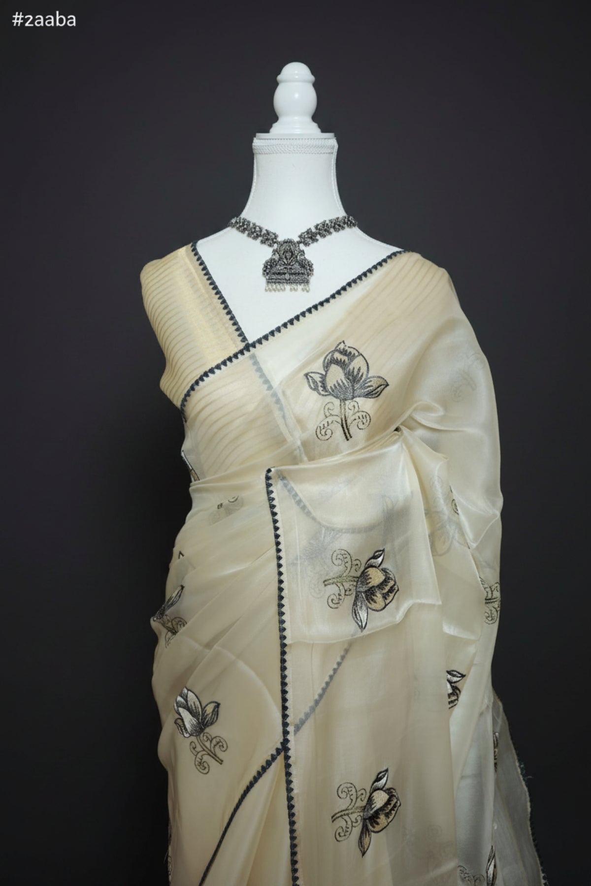 Lotus Bloom Chanderi Organza Saree