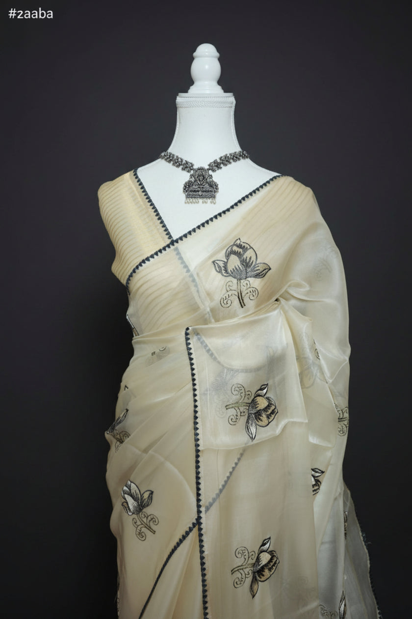 Lotus Bloom Chanderi Organza Saree