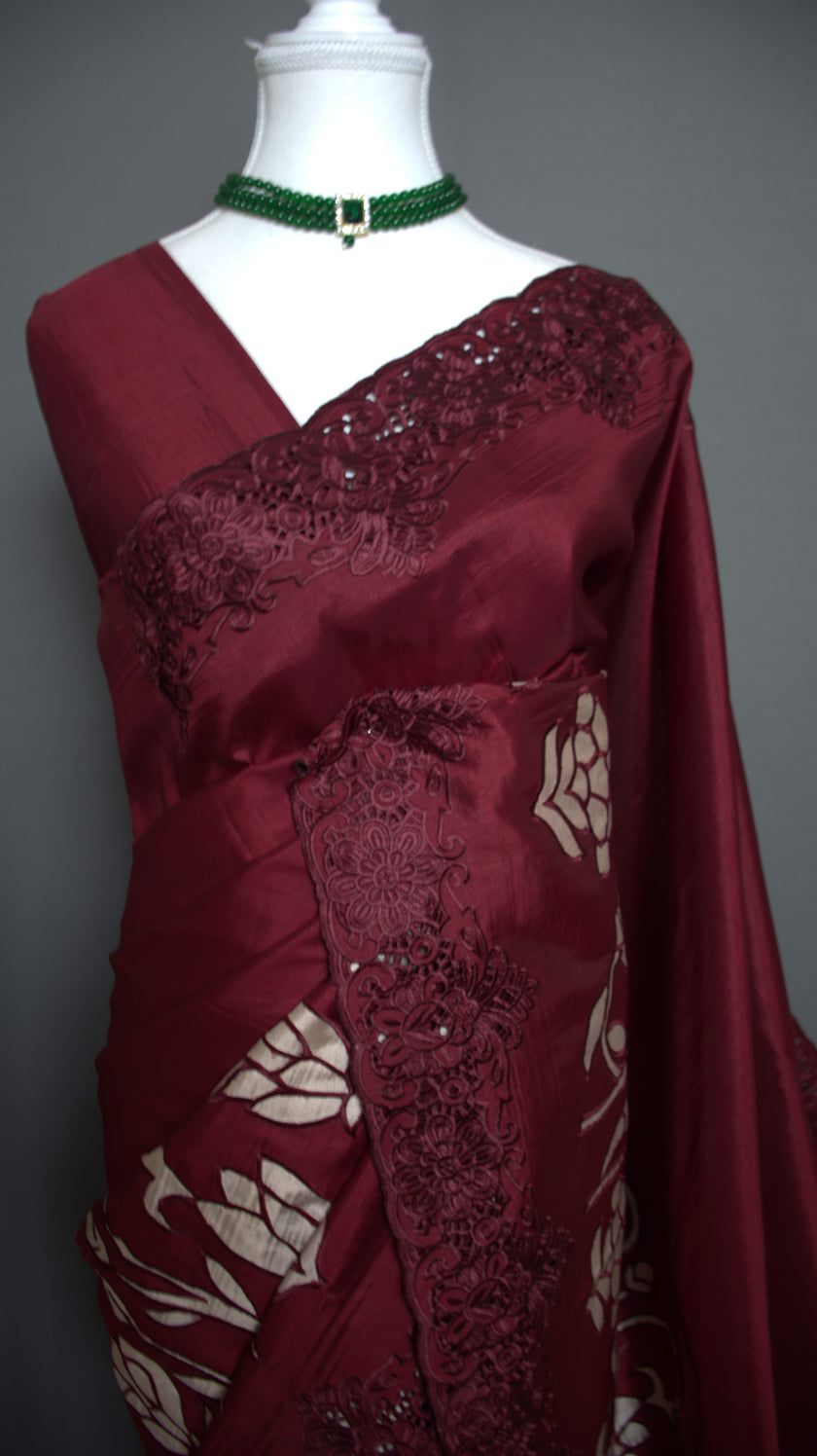 Signature Cutwork Appliqué Silk Saree