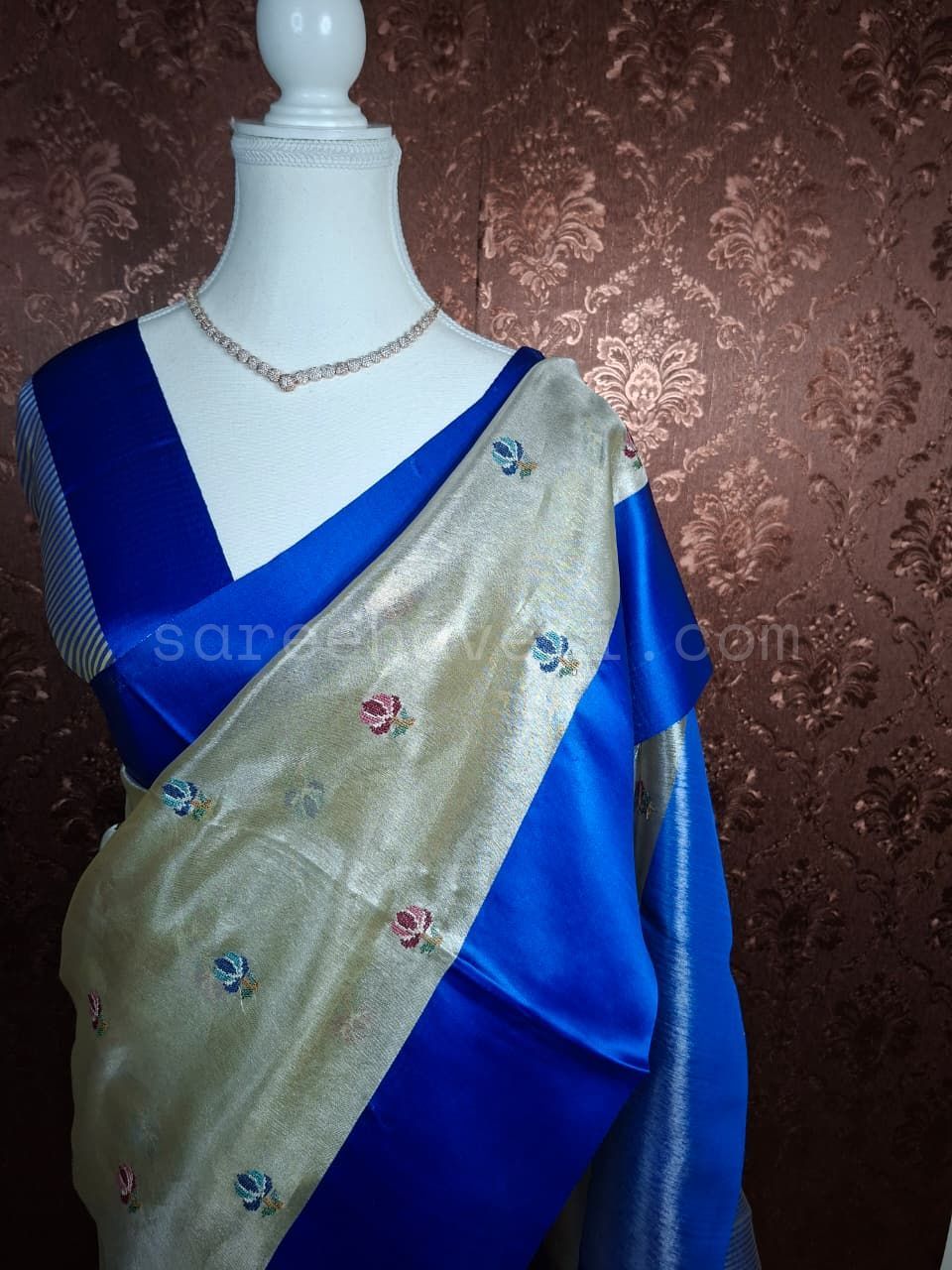 Silver Glow Satin Border Tissue - Saree Haveli Default Title