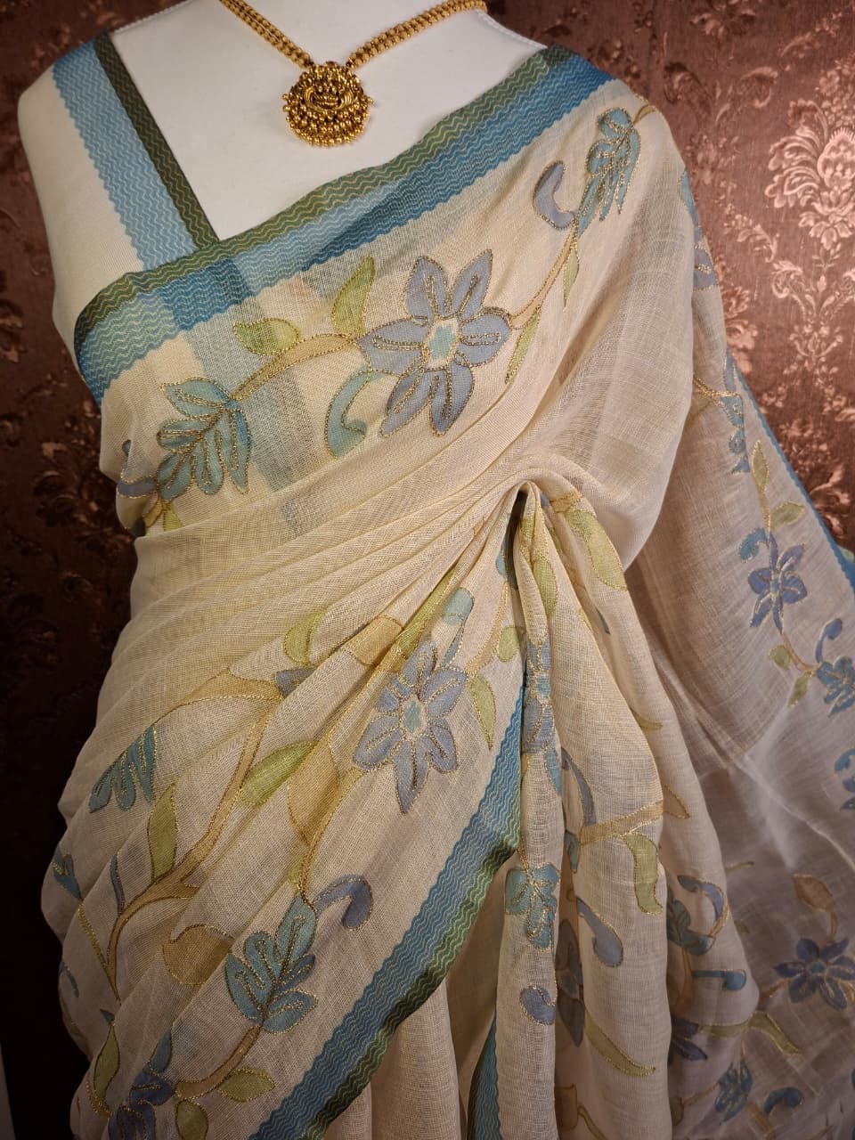 Spring Bloom Linen Tissue Saree