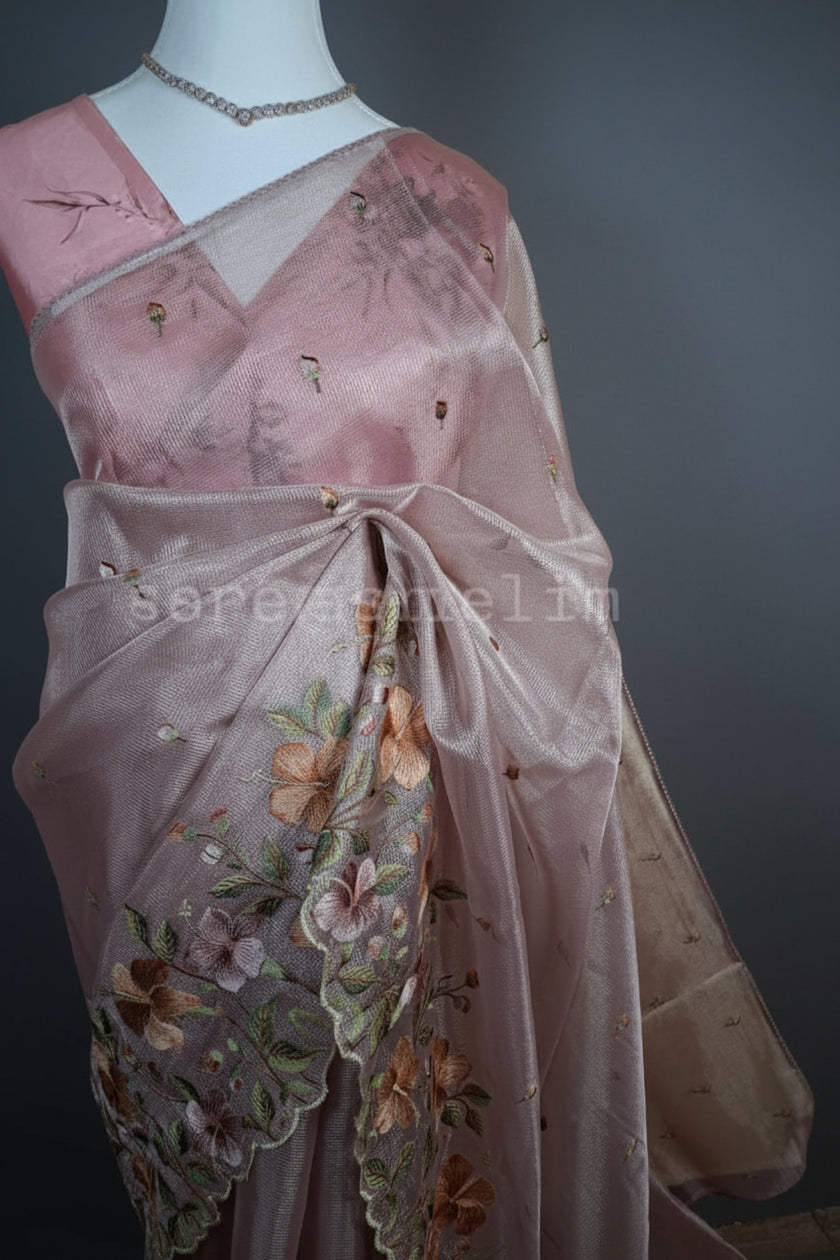 Rose Mist Embroidered Tissue