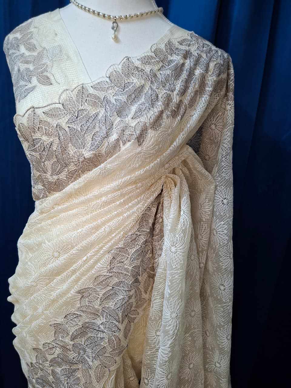 Phulkari NetKota Embroidery Saree