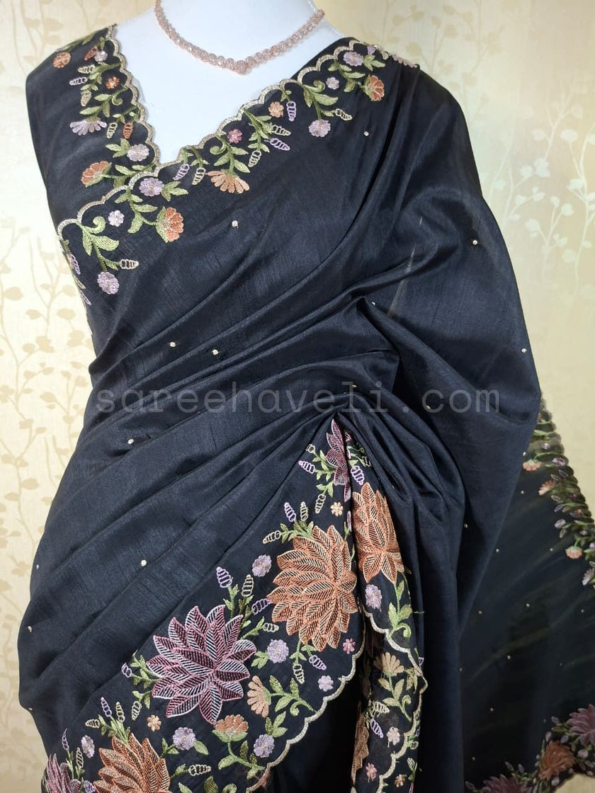 Midnight Garden Tussar - Saree Haveli Default Title
