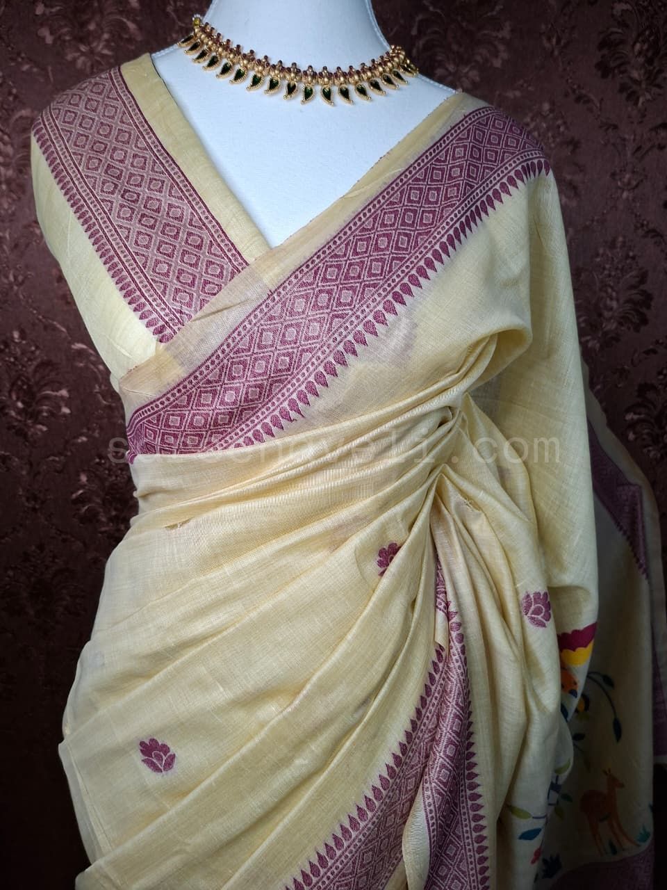 Muga Silk Saree with Artistic Pallu - Saree Haveli Default Title