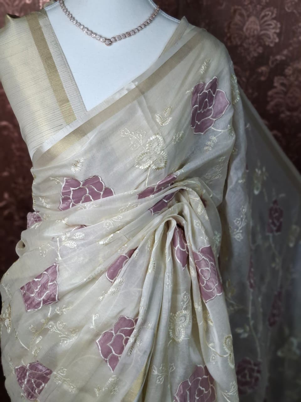 Pink Blossom Mul Chanderi Saree