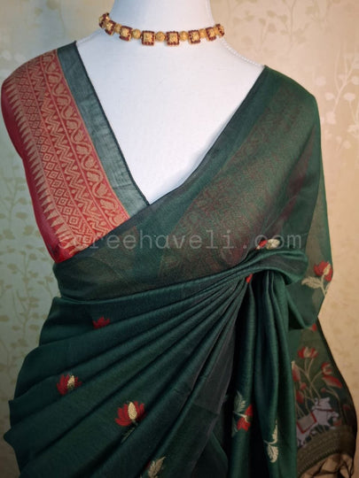 Forest Pichwai Muga Cotton - Saree Haveli Default Title
