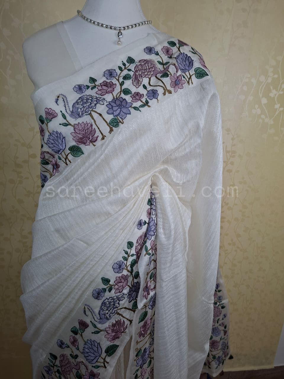 Ivory Bloom Jute Silk