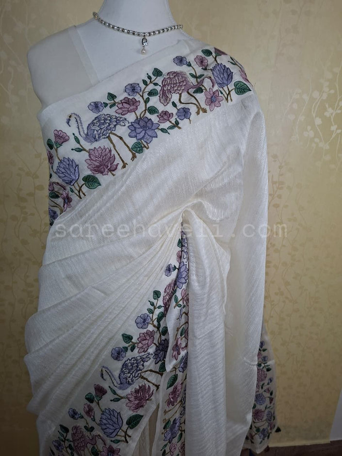 Ivory Bloom Jute Silk