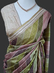 Pastel Grid Tussar Silk Saree - Saree Haveli Default Title