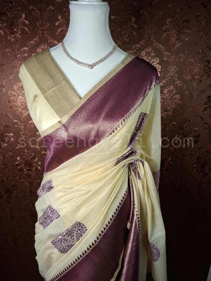 Premium Muga Silk Saree with Meenakari Weave - Saree Haveli Default Title