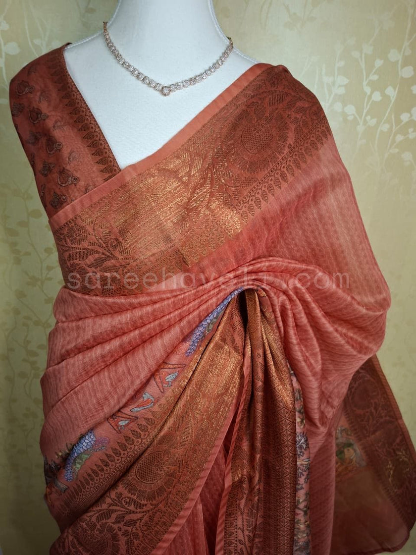 Rust Regal Chanderi - Saree Haveli Default Title