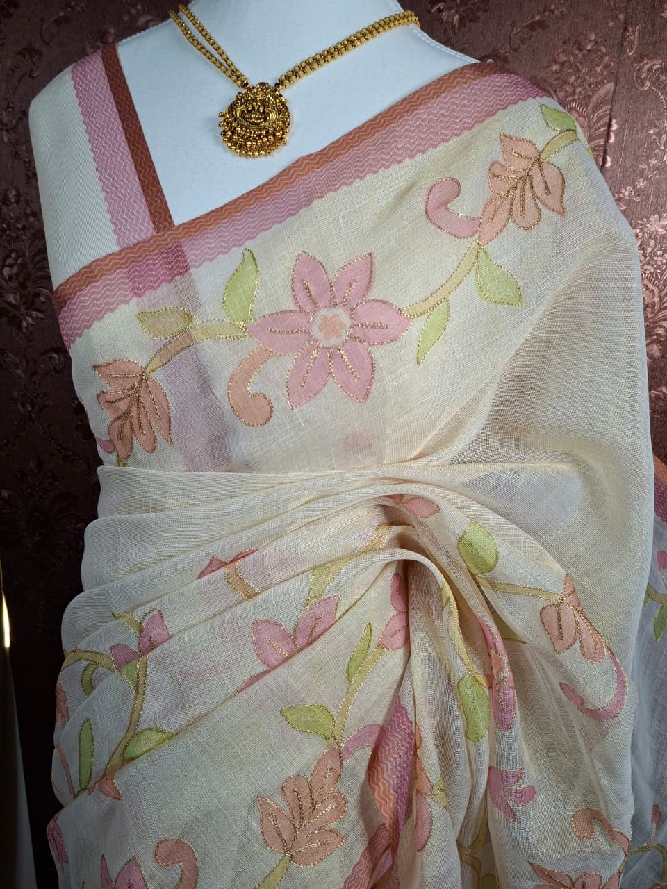 Spring Bloom Linen Tissue Saree
