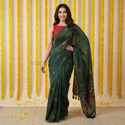 Forest Pichwai Muga Cotton - Saree Haveli Default Title