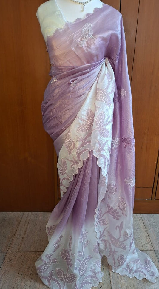 Organza Applique Work Dual Tone Saree