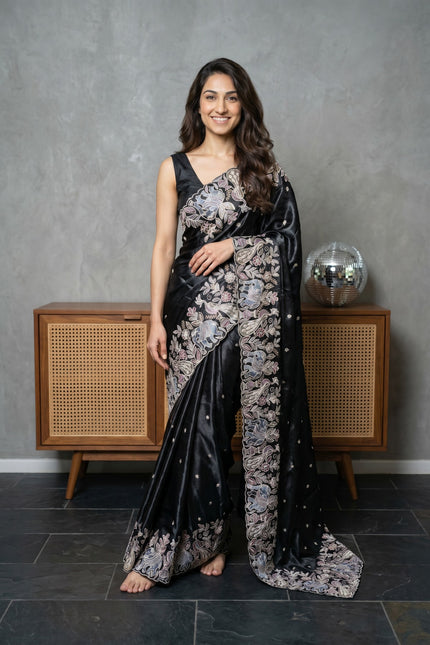 Persian Garden Satin Dobby Tussar Saree
