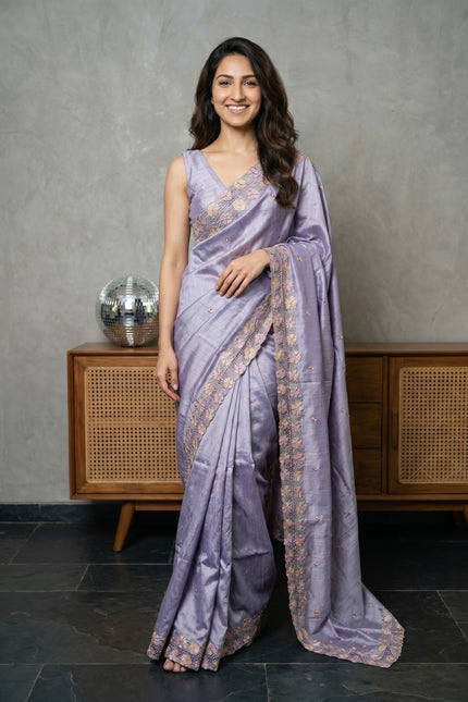 Floral Cutwork Tussar Silk