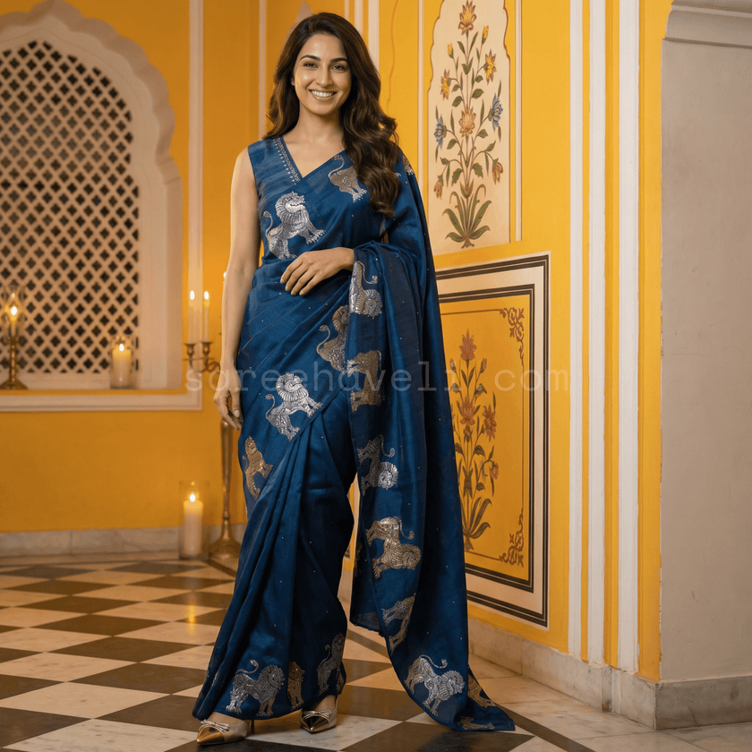 Heritage Lion Tussar Saree - Saree Haveli Default Title