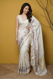 Ivory Swan Symphony Tissue Silk Saree