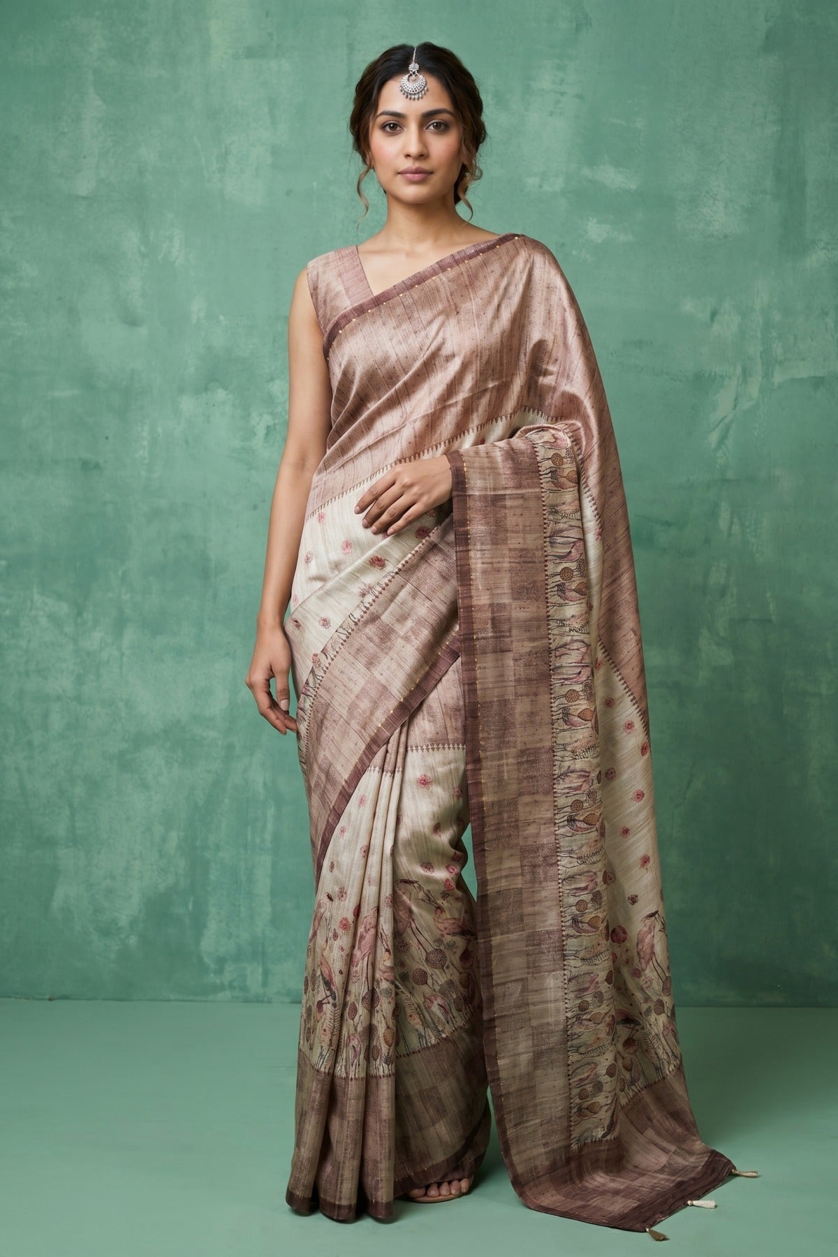 Flamingo Bloom Tussar Saree Collection