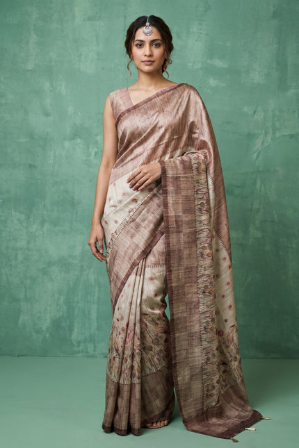 Flamingo Bloom Tussar Saree Collection