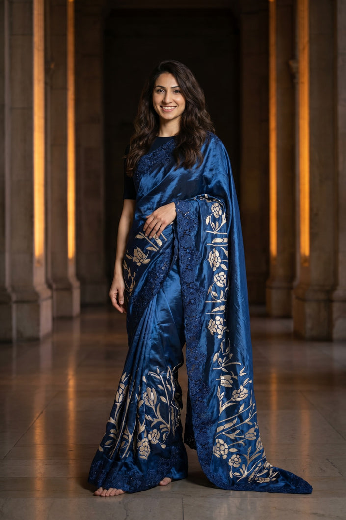 Signature Cutwork Appliqué Silk Saree