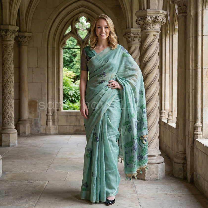 Rama Green Pichwai Woven Muga Silk Saree - Saree Haveli Default Title