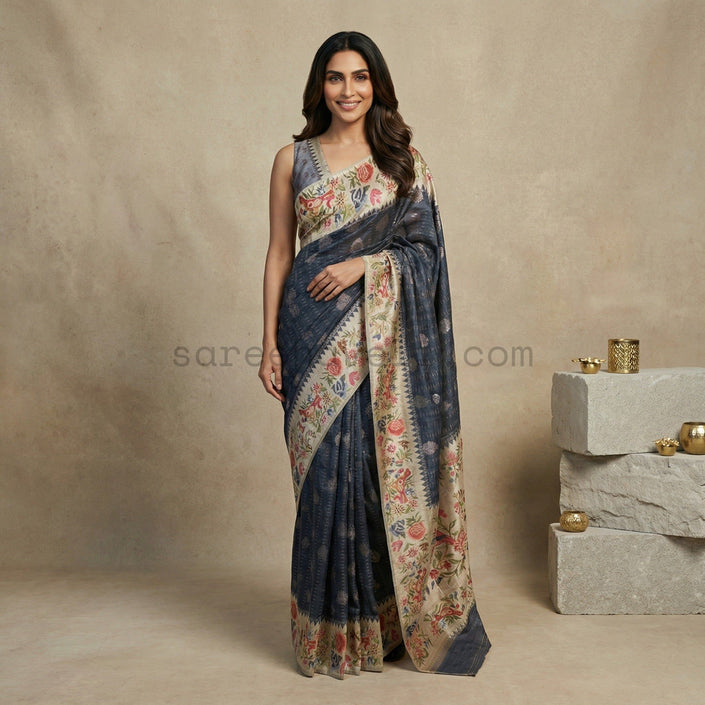 Bronze Bloom Tussar - Saree Haveli Default Title