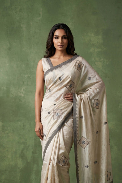 Ivory Cutwork Cotton Silk