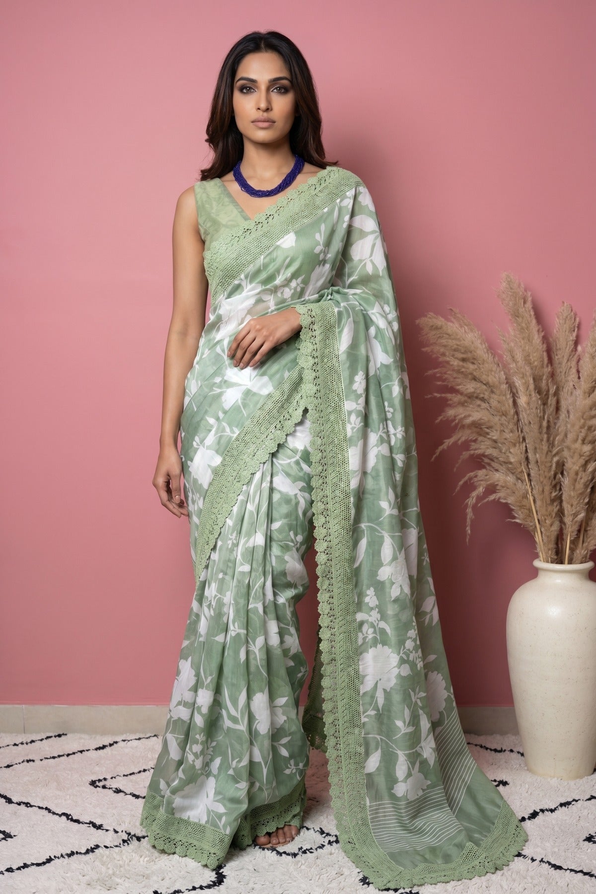 Crochet Bloom Kota Saree