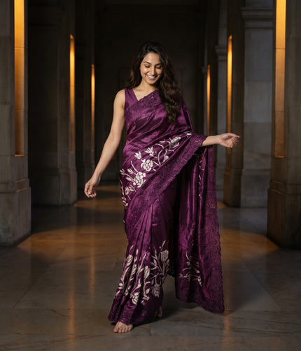 Signature Cutwork Appliqué Silk Saree