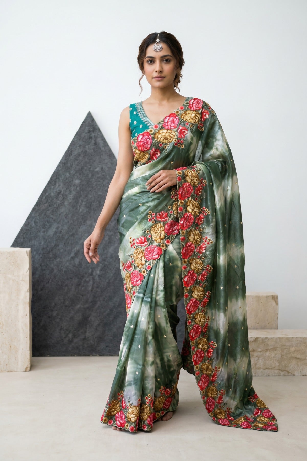 Vintage Colour Wash Crush Tussar Saree