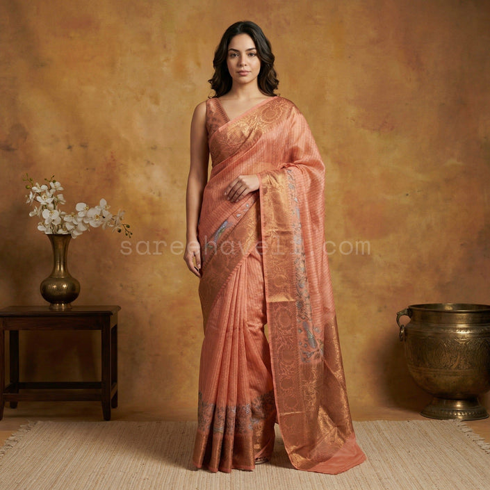 Rust Regal Chanderi - Saree Haveli Default Title