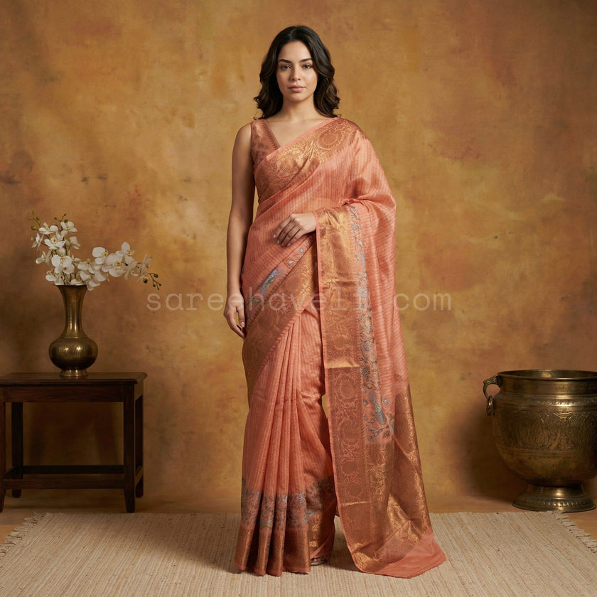 Rust Regal Chanderi - Saree Haveli Default Title
