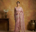 Blush Vine Linen Tissue Saree - Saree Haveli Default Title