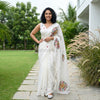 Floral Kantha Silky Kota Saree - Saree Haveli Off White