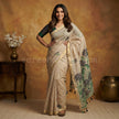 Cream & Blue Muga Cotton Saree with Resham Pallu - Saree Haveli Default Title
