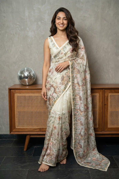 Deer & Blossom Premium Tissue Saree