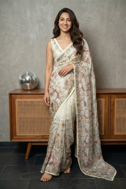 Deer & Blossom Premium Tissue Saree