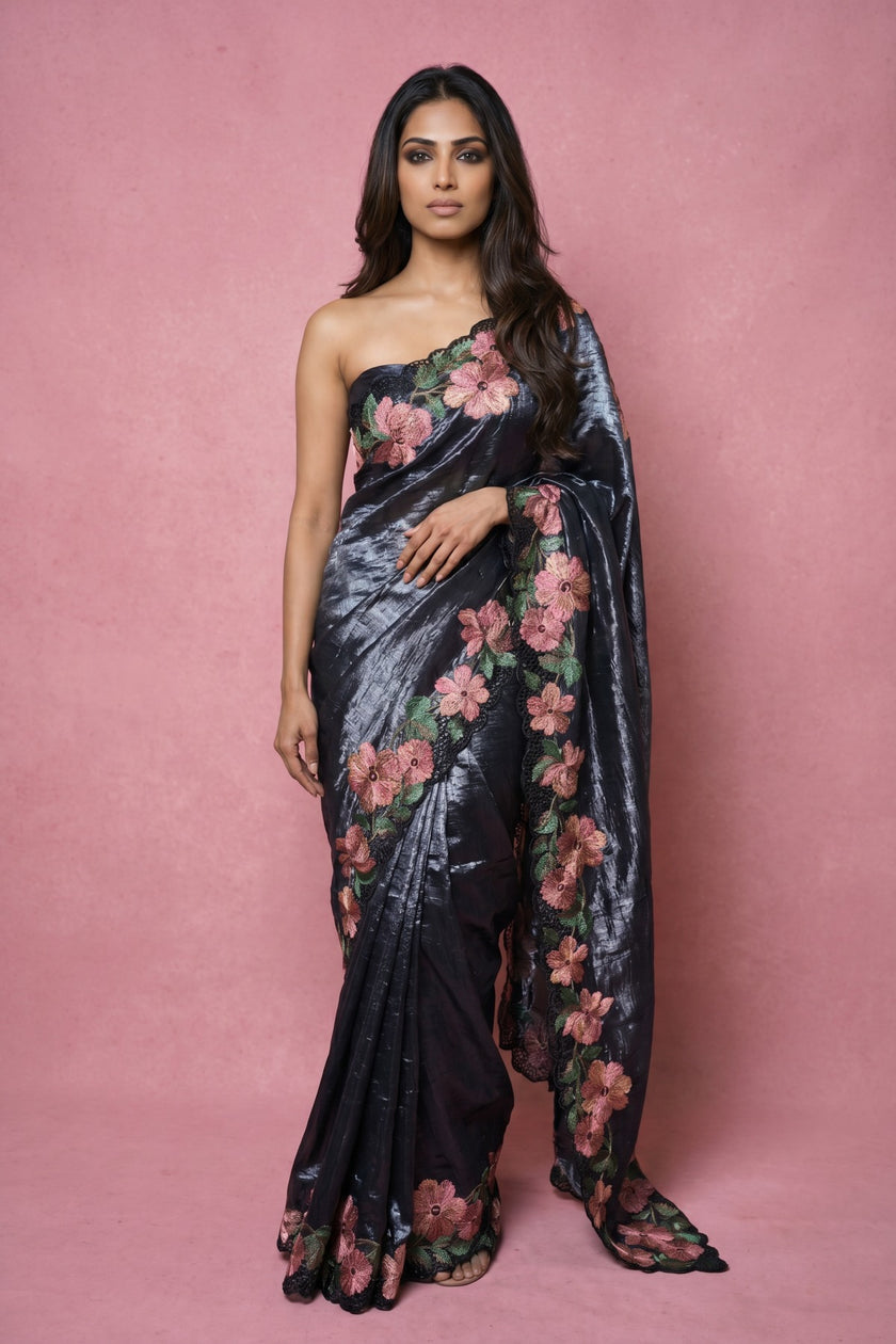 Floral Blossom Crush Silk Saree