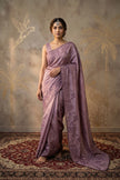 Mauve Bloom Satin Tussar Saree